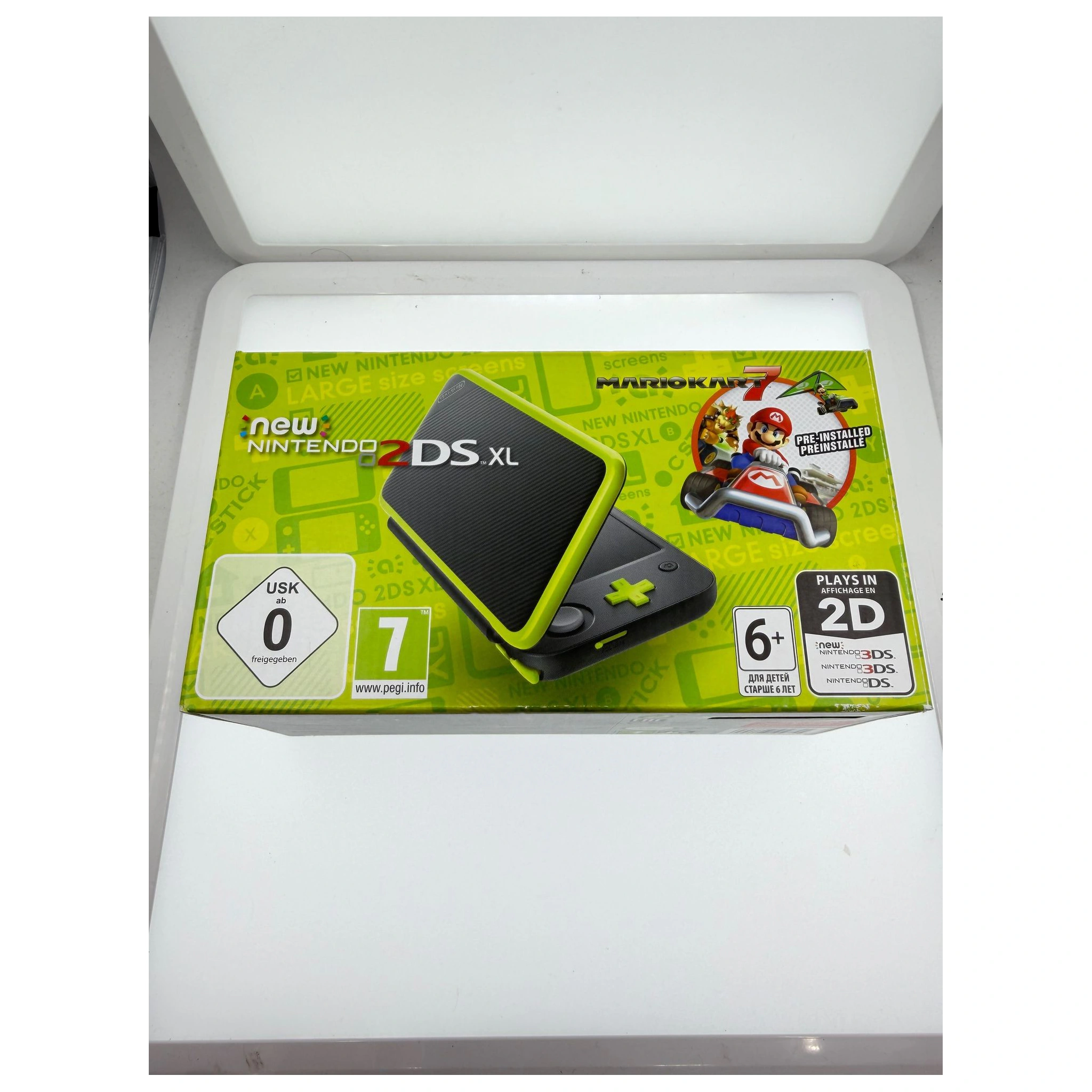 New Nintendo 2DS XL Zwart + Groen met Mario Kart 7 (Console met doos) (Nintendo 2DS XL) — Console met doos, Goed staat — origineel kopen bij Gameshop Enter