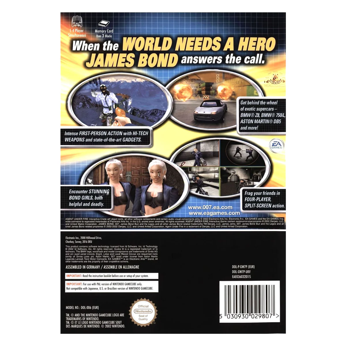 007: Agent Under Fire GameCube Achterkant — Game in doos