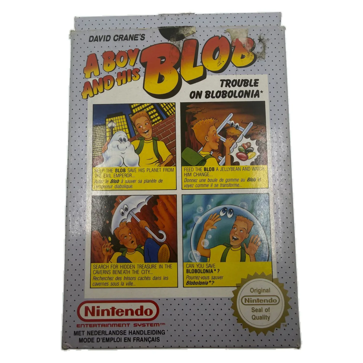 A Boy and His Blob: Trouble on Blobolonia NES Voorkant — Game in doos met handleiding