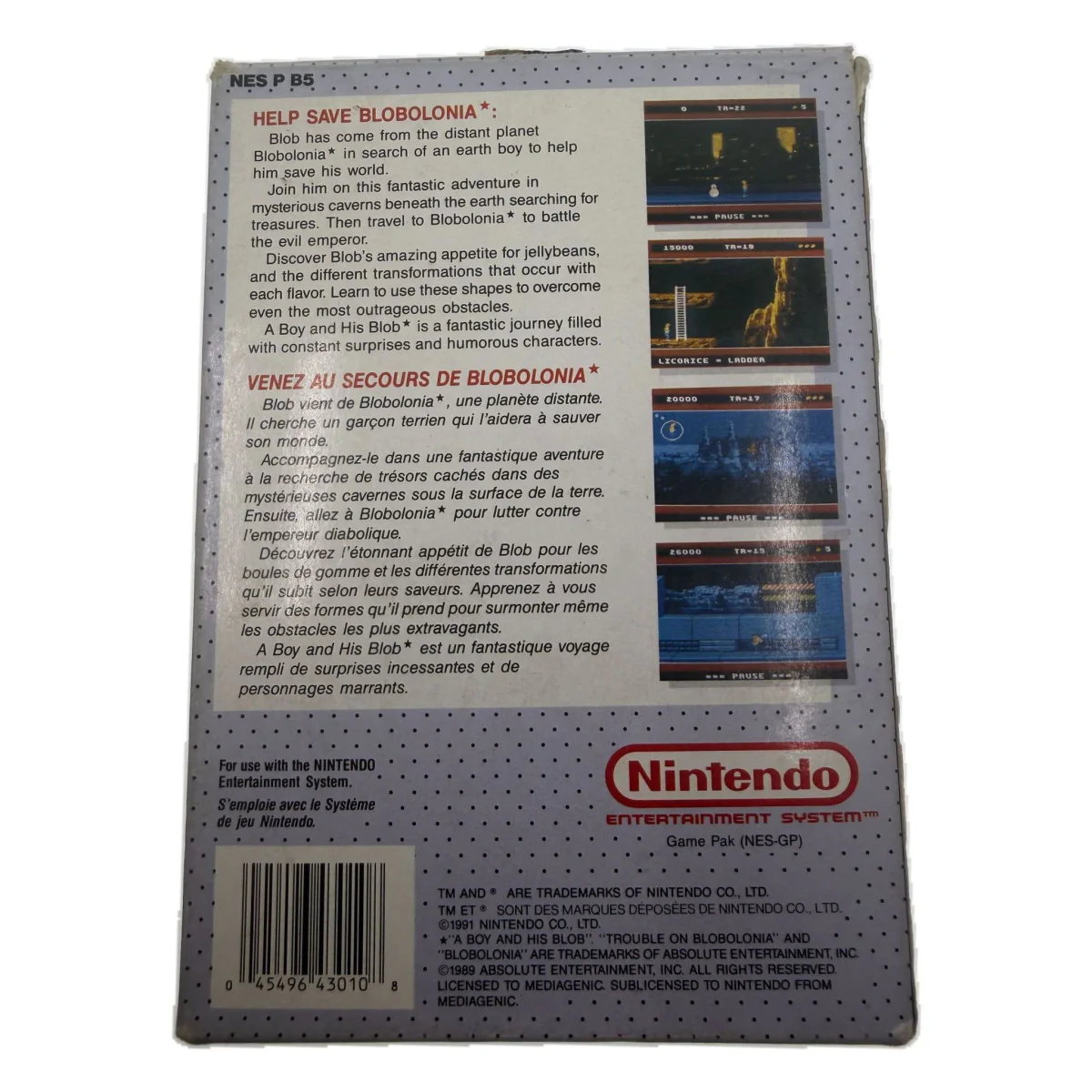 A Boy and His Blob: Trouble on Blobolonia (NES) — Rückseite