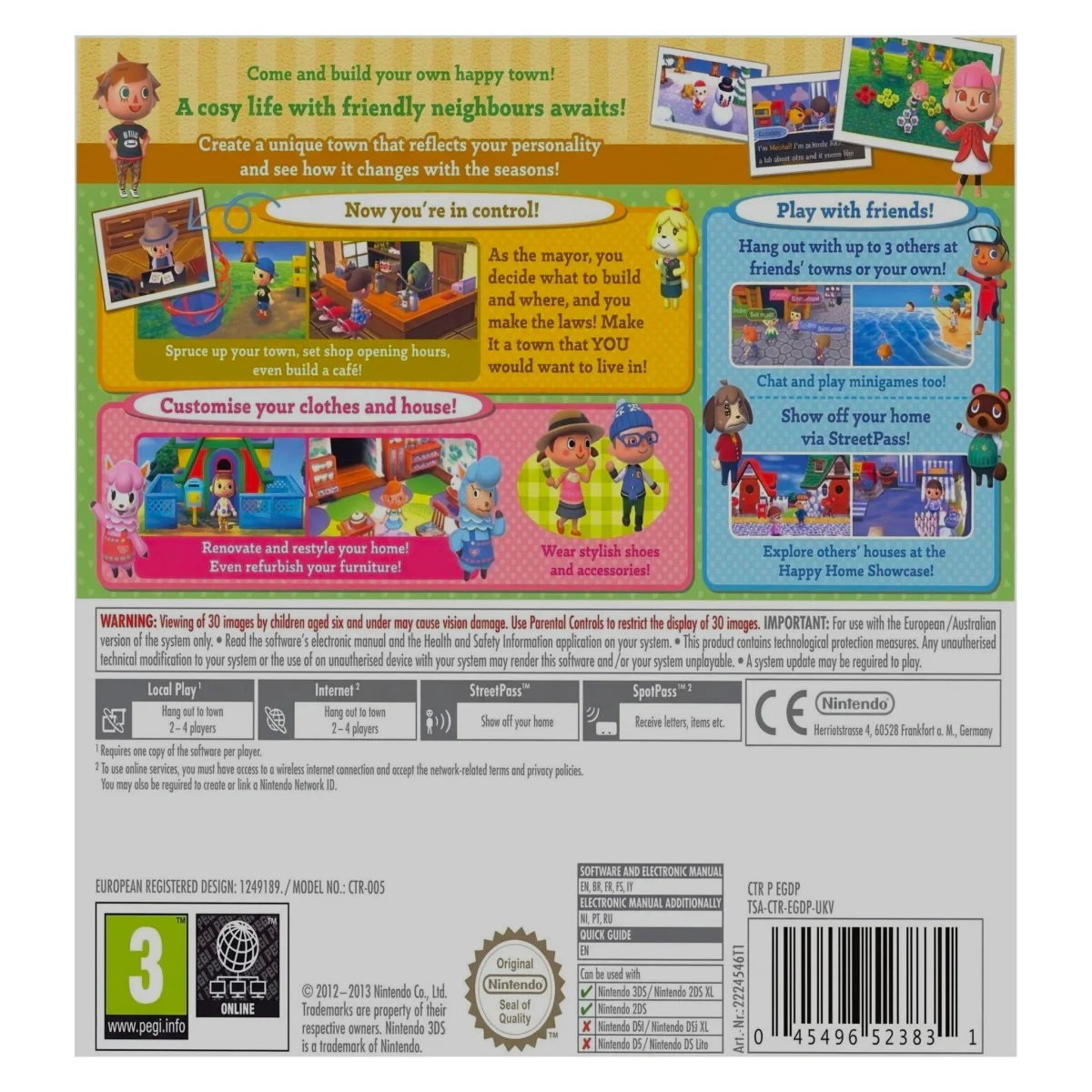 Animal Crossing: New Leaf (Nintendo 3DS) — face arrière