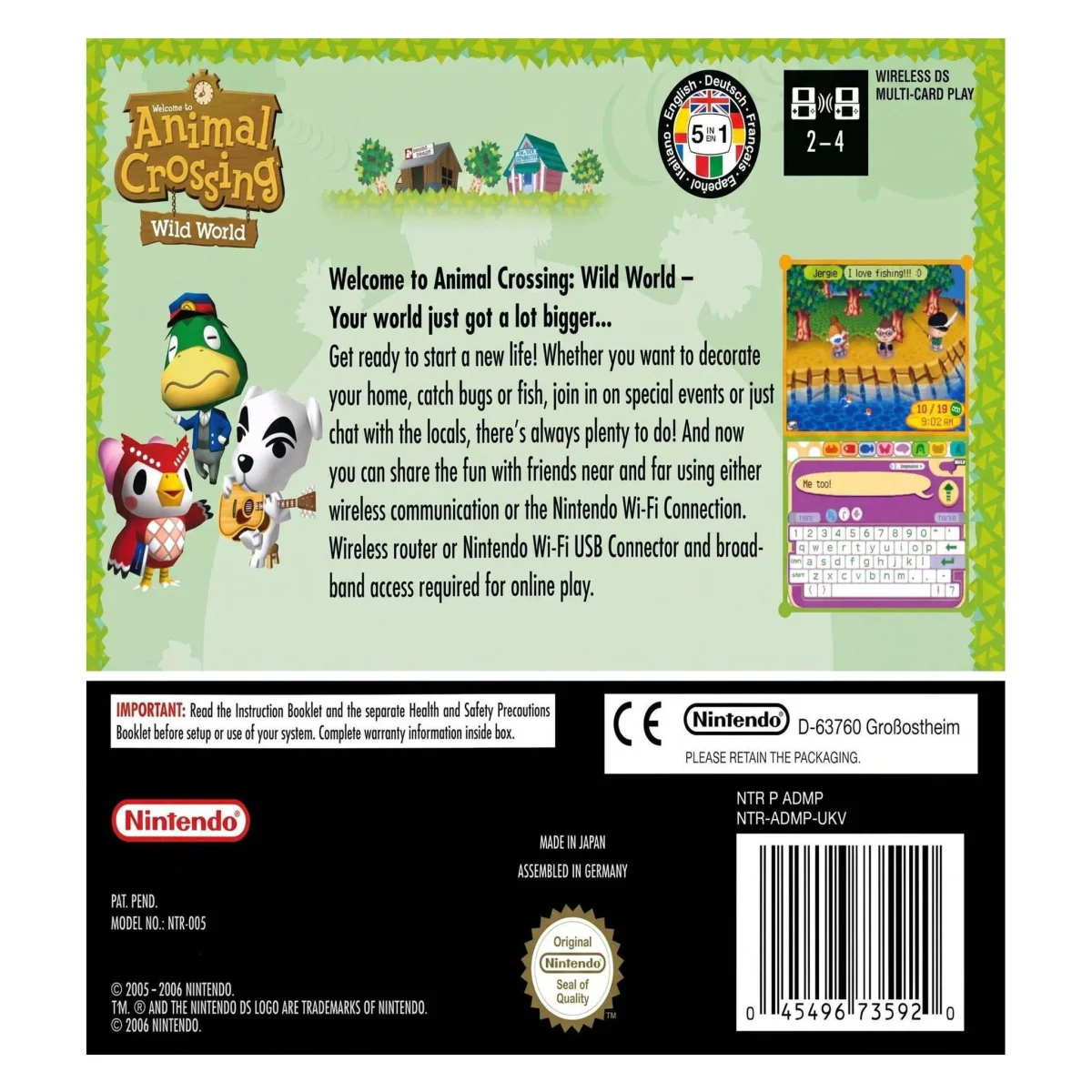 Animal Crossing: Wild World (Nintendo DS) — zadní strana