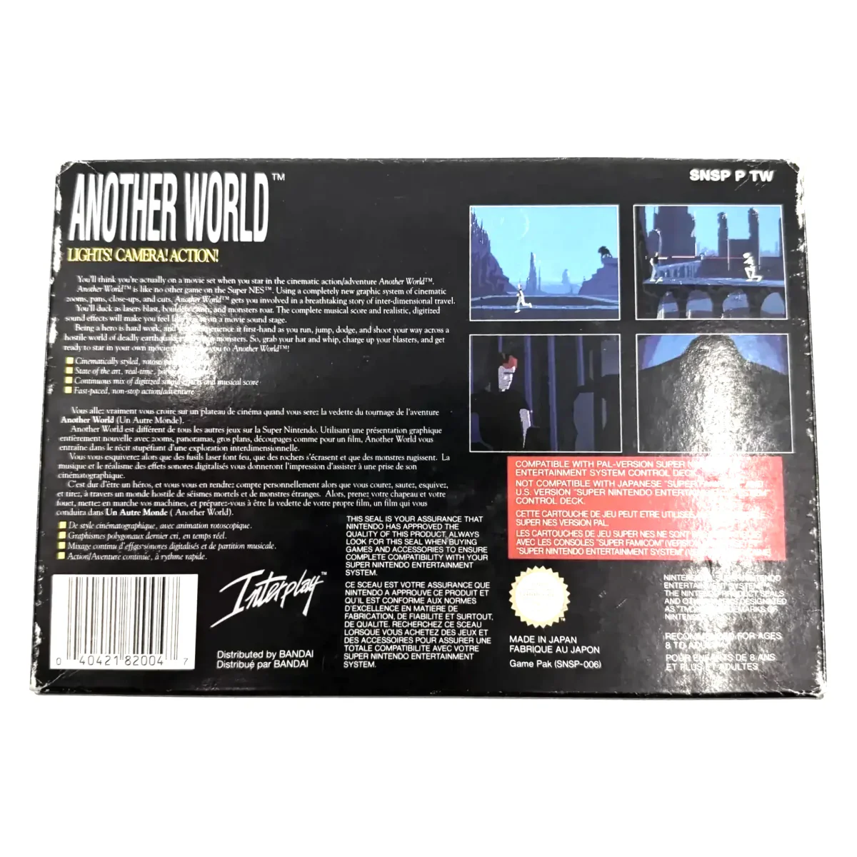 Another World (Super Nintendo) — zadní strana