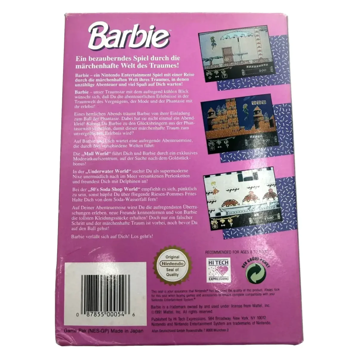 Barbie (NES) — retro della confezione