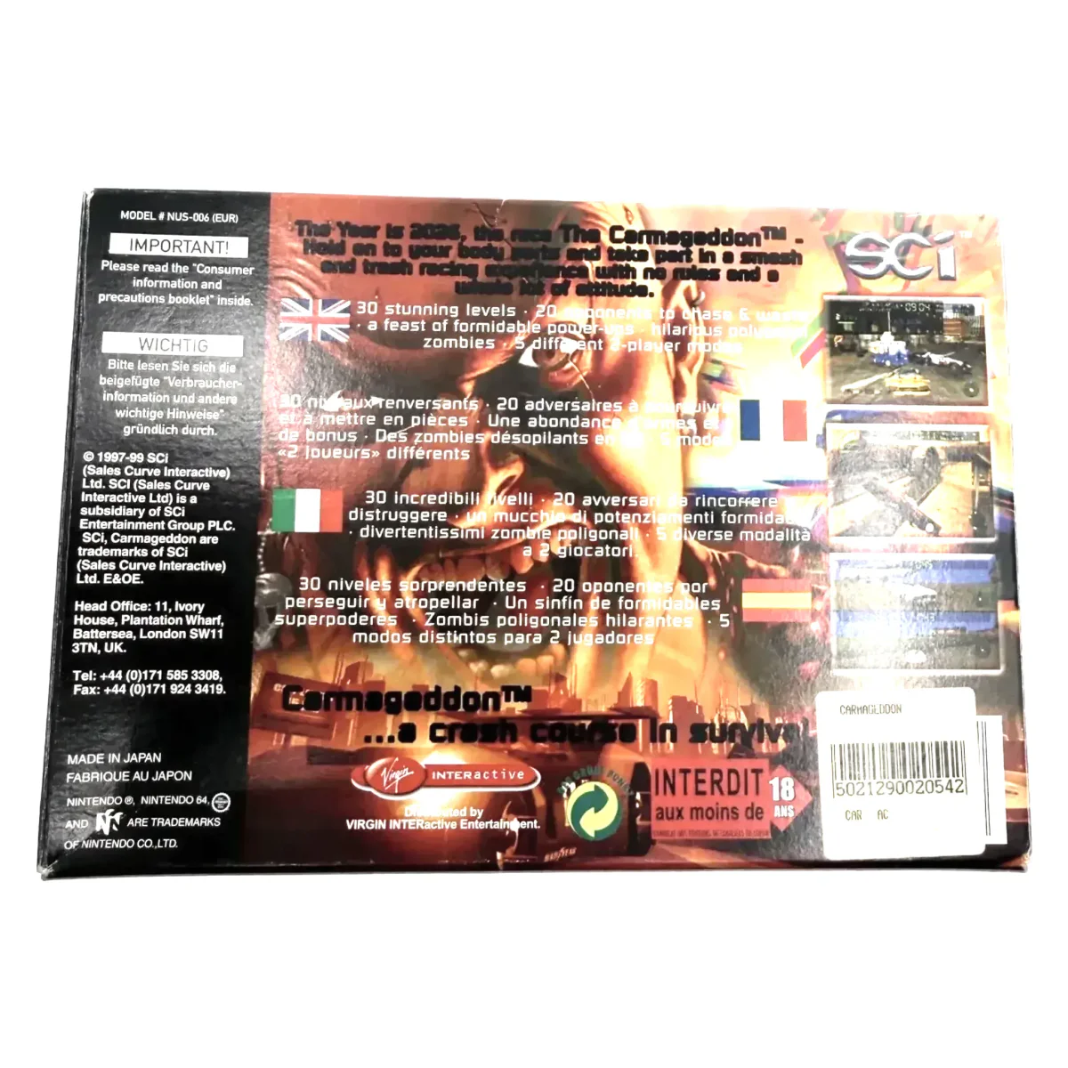 Carmageddon 64 (Nintendo 64) — parte trasera