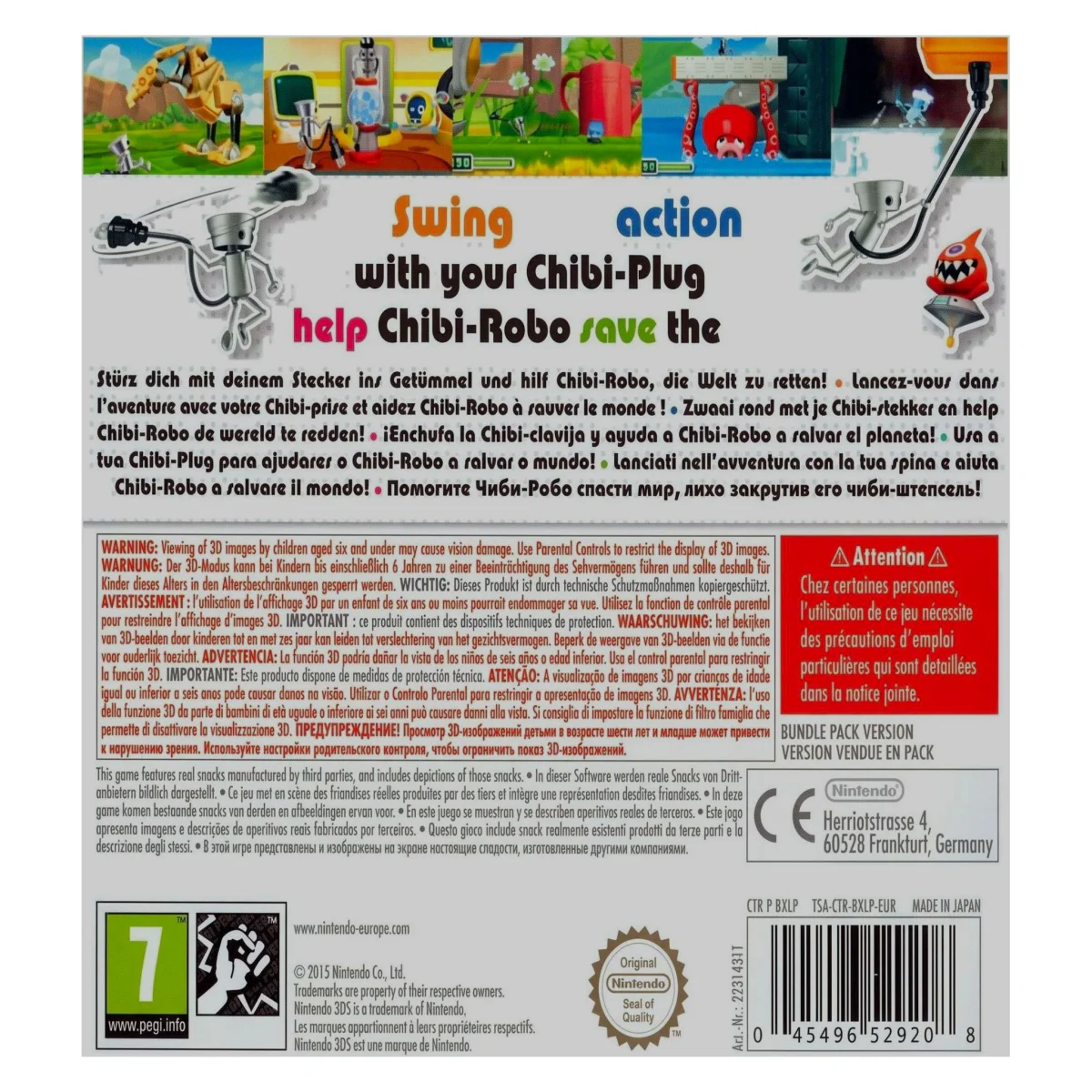 Chibi-Robo! Zip Lash Nintendo 3DS Achterkant — Game in doos