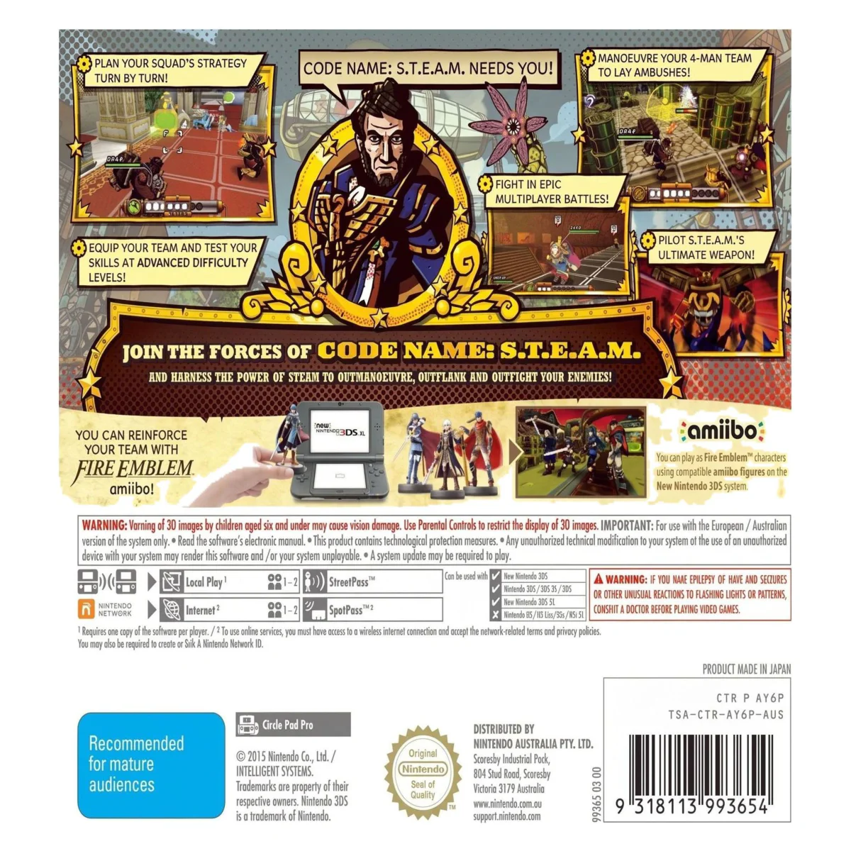 Code Name: S.T.E.A.M. (Nintendo 3DS) — back of the box