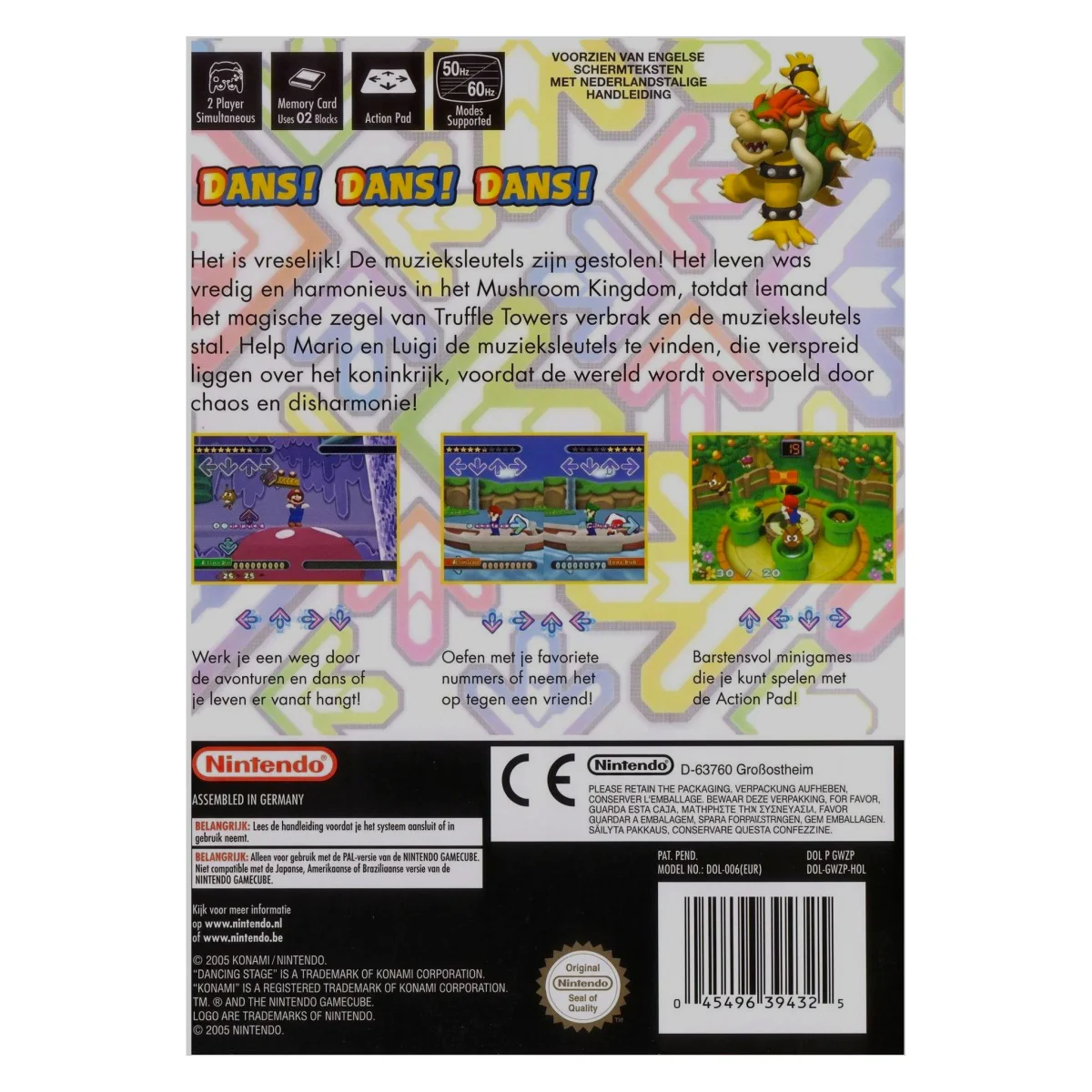 Dancing Stage Mario Mix GameCube Achterkant — Game in doos
