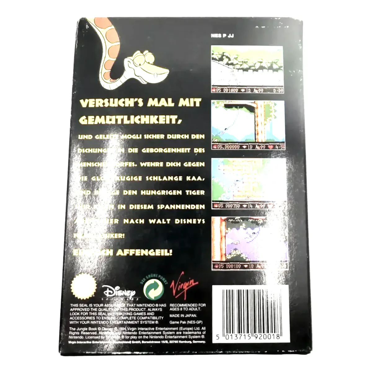 Das Dschungelbuch (NES) — back of the box
