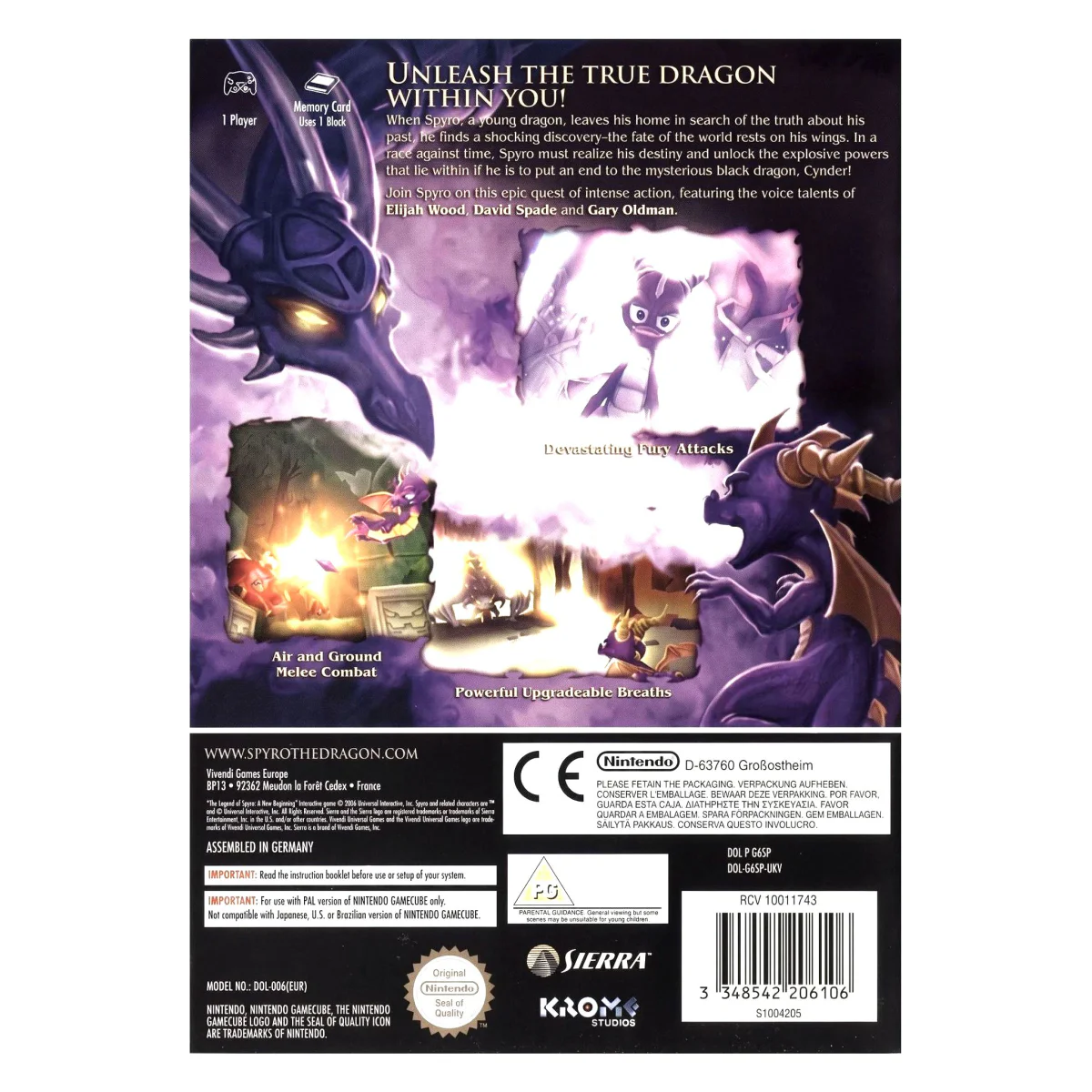 De Legende van Spyro: Een Draak is Geboren (GameCube) — bagside