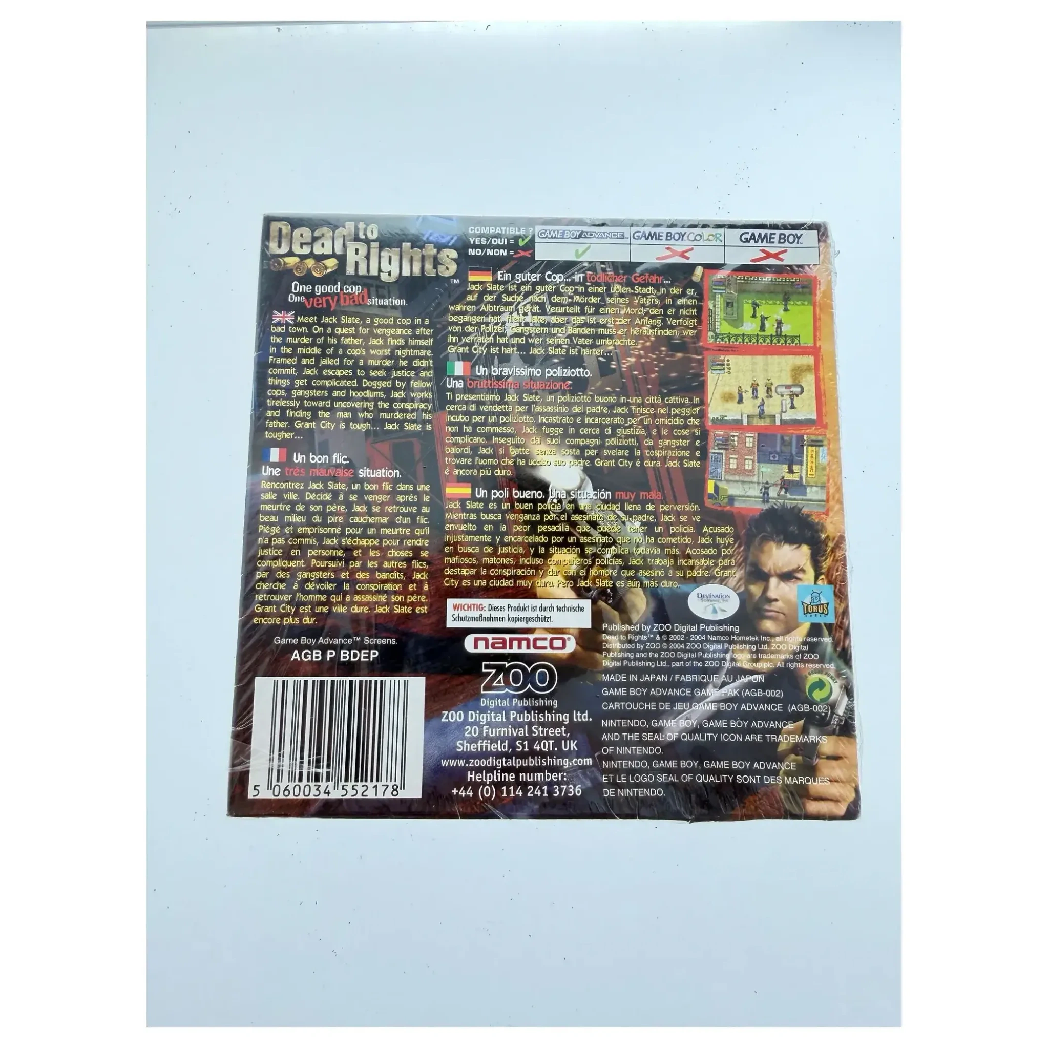 Dead to Rights (Game Boy Advance) - Sealed Game Boy Advance Achterkant — Sealed