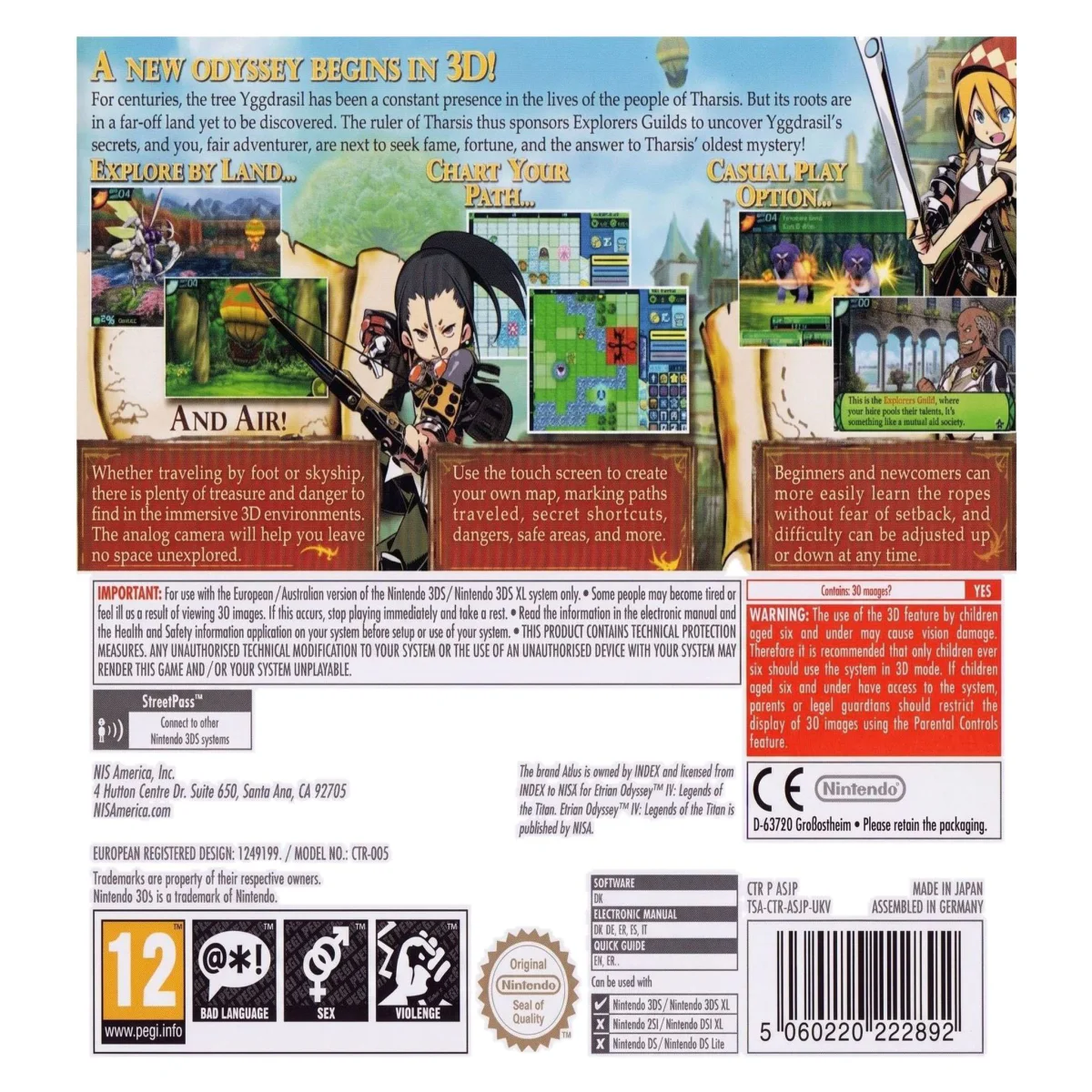 Etrian Odyssey IV: Legends of the Titan Nintendo 3DS Achterkant — Game in doos