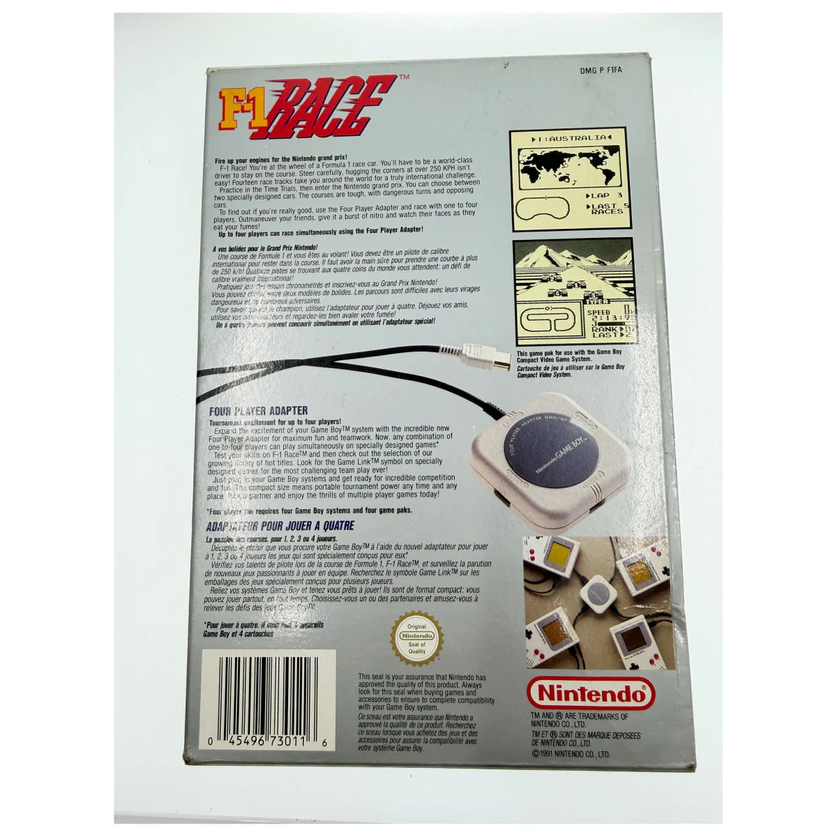 F-1 Race (Game Boy / Color) — back of the box