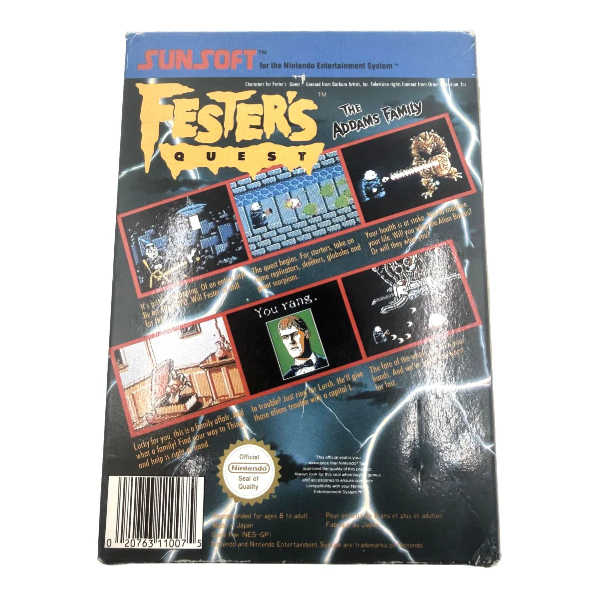 Fester's Quest (NES) — retro della confezione