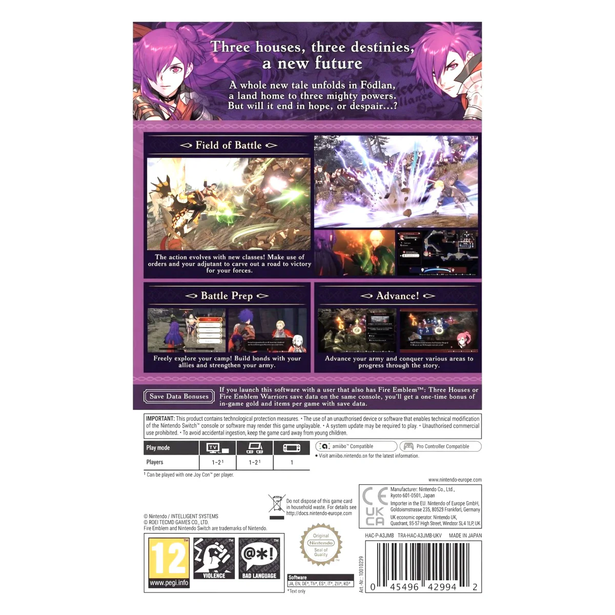 Fire Emblem Warriors Nintendo Switch Achterkant — Game in doos