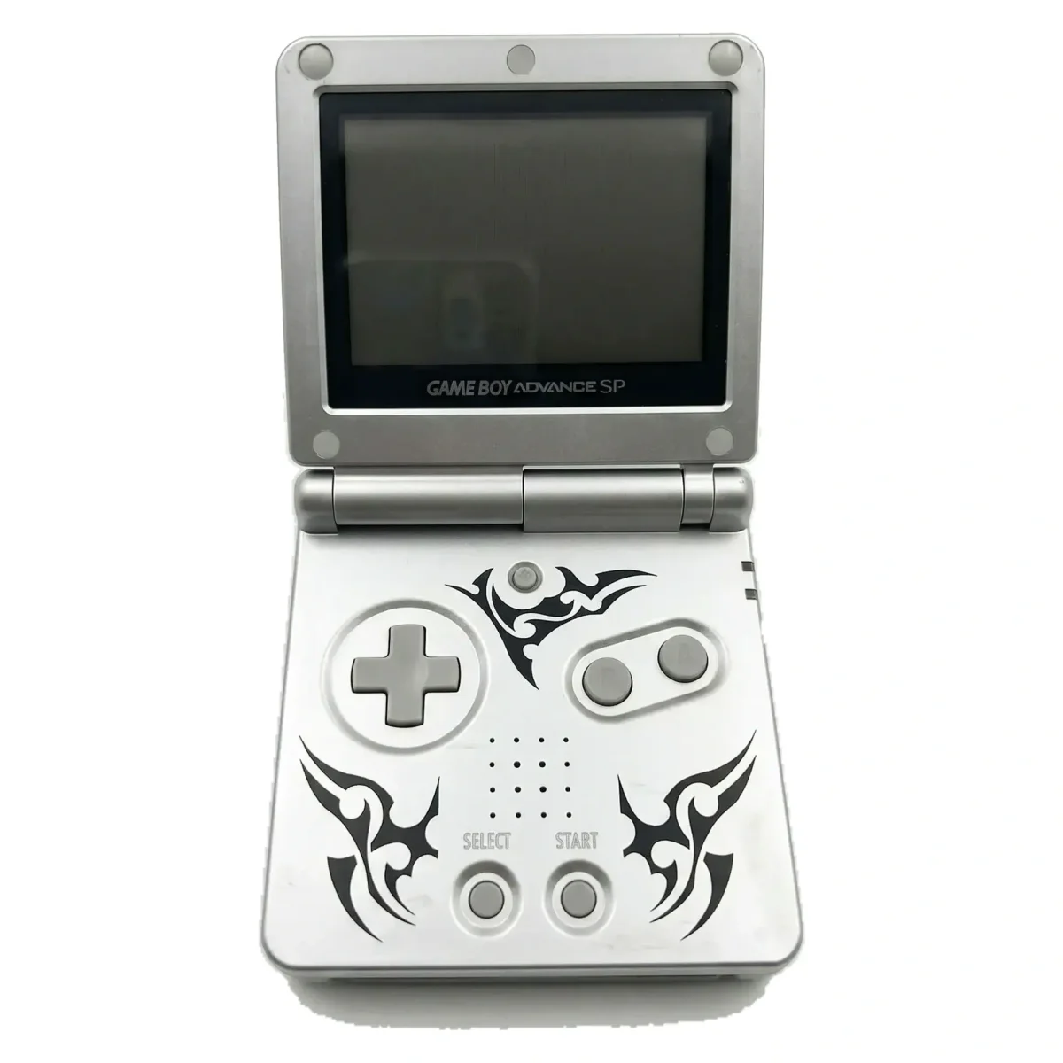Game Boy Advance SP Argento Tribal (Game Boy Advance) — Console senza scatola, pronta all’uso