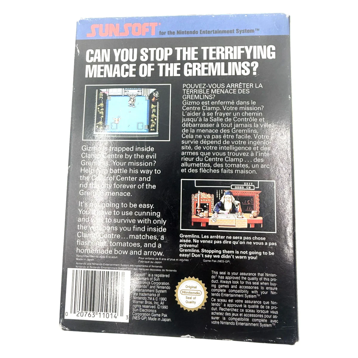 Gremlins 2: The New Batch (NES) — retro della confezione