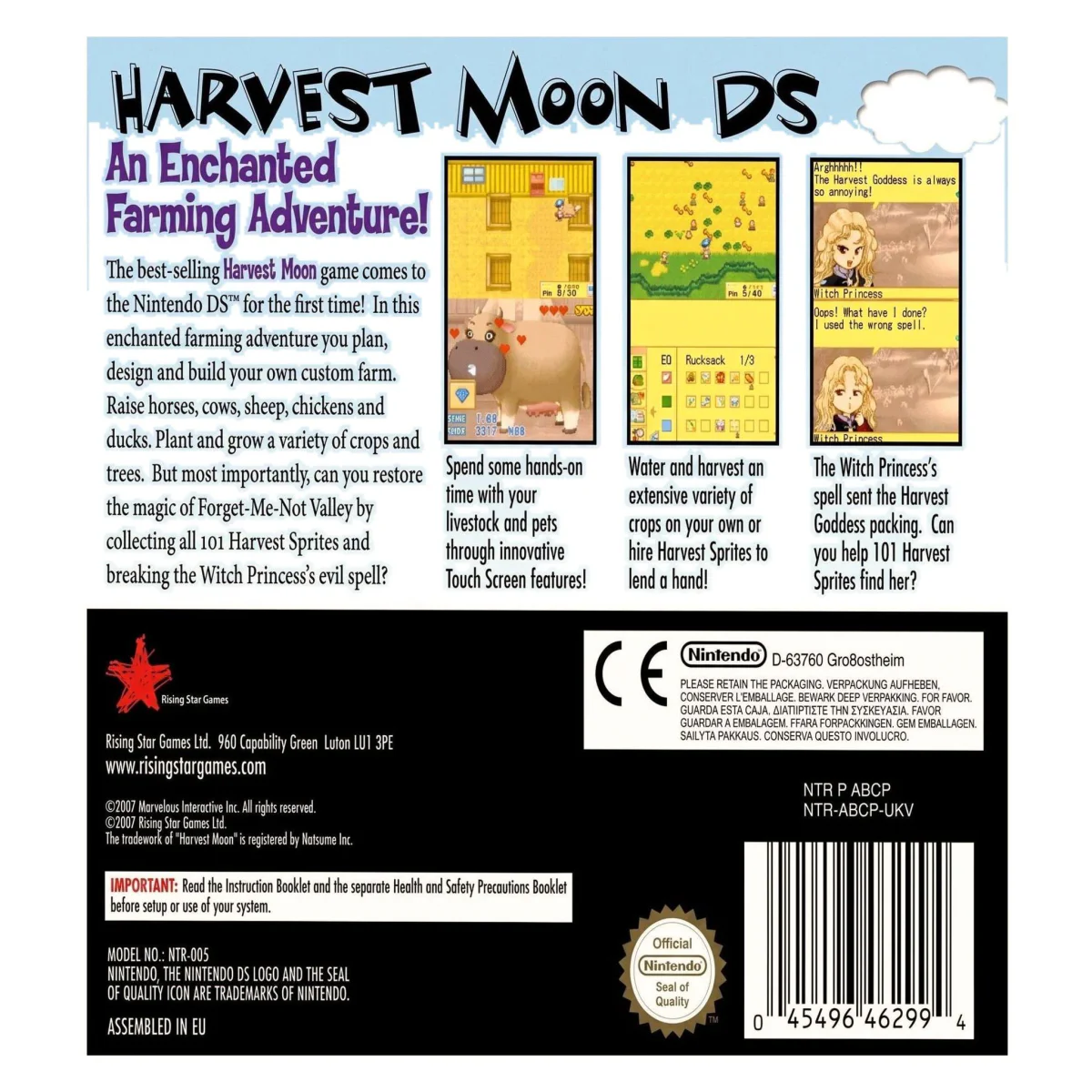 Harvest Moon DS Nintendo DS Achterkant — Game in doos