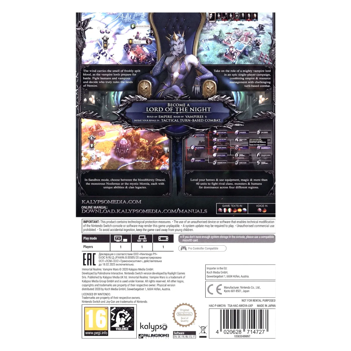 Immortal Realms: Vampire Wars (Nintendo Switch) — zadní strana