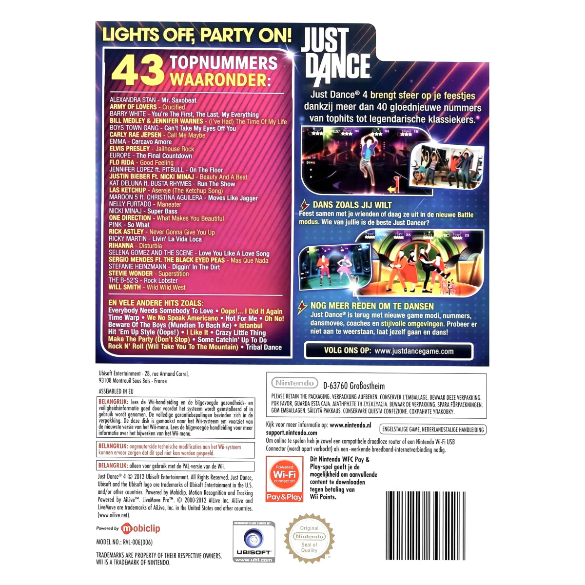 Just Dance 4 Wii Achterkant — Game in doos