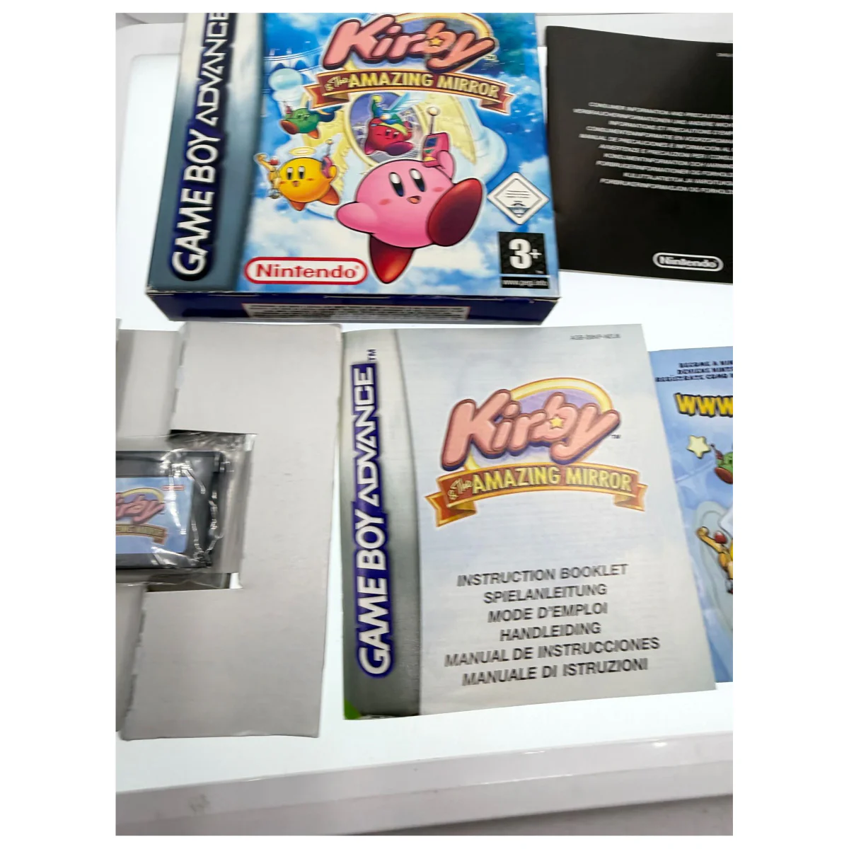 Kirby & The Amazing Mirror Game Boy Advance Label — Game in doos met handleiding