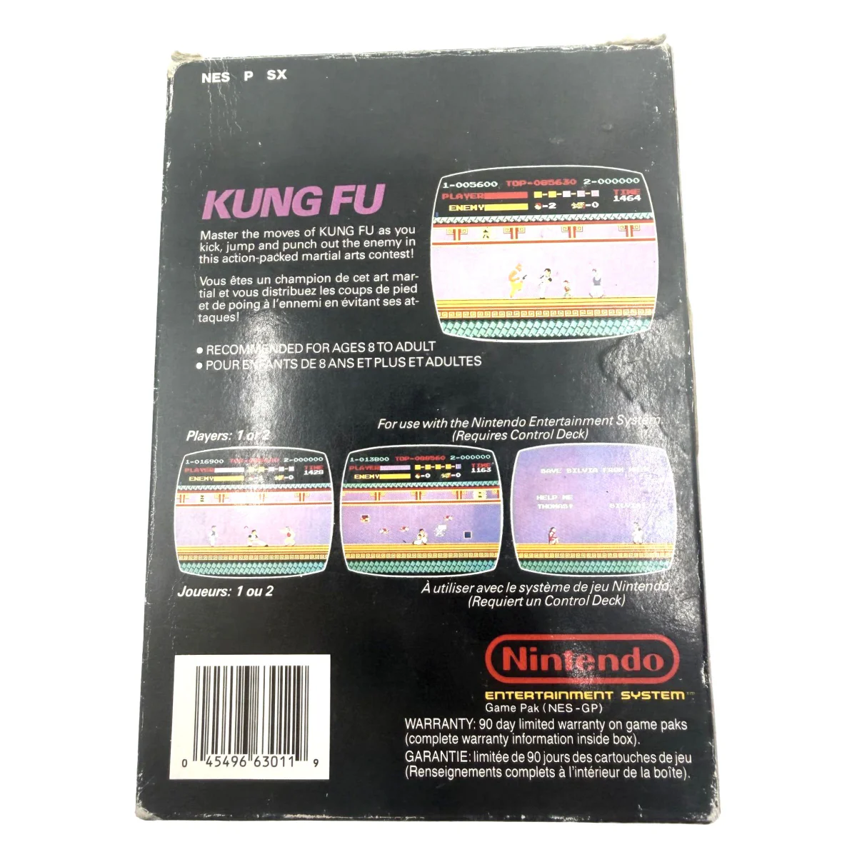 Kung Fu NES Achterkant — Game in doos