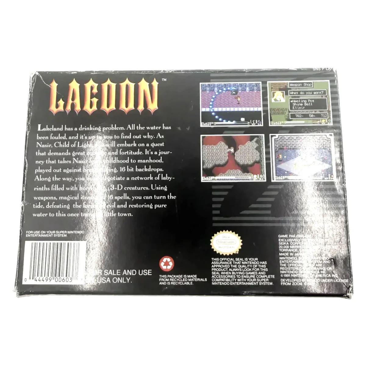 Lagoon Super Nintendo Achterkant — Game in doos