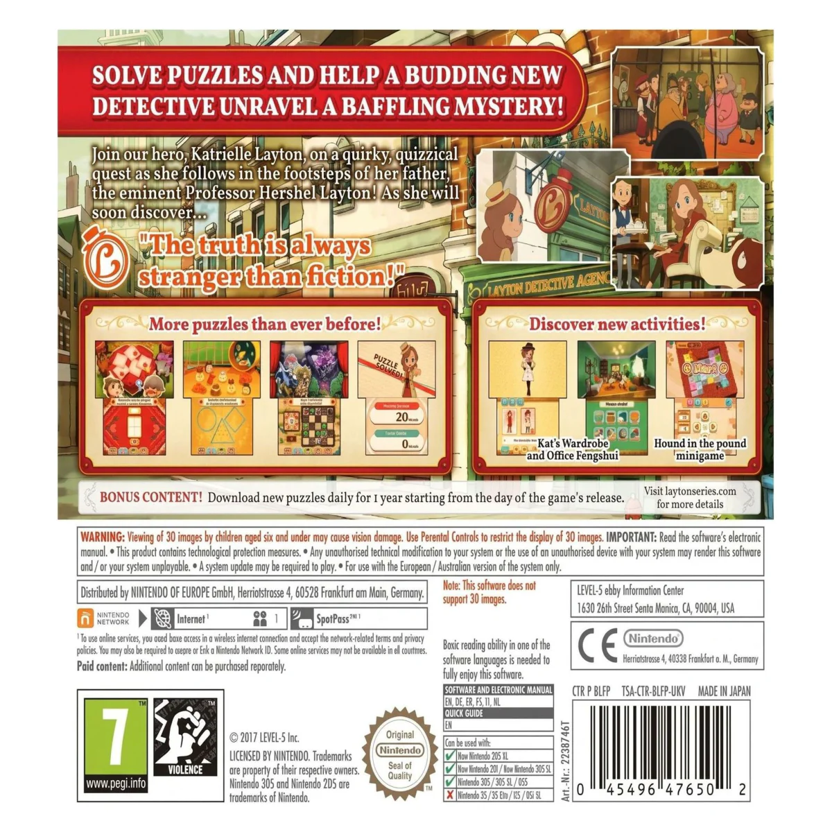 Layton's Mystery Journey: Katrielle en het Miljonairscomplot Nintendo 3DS Achterkant — Game in doos