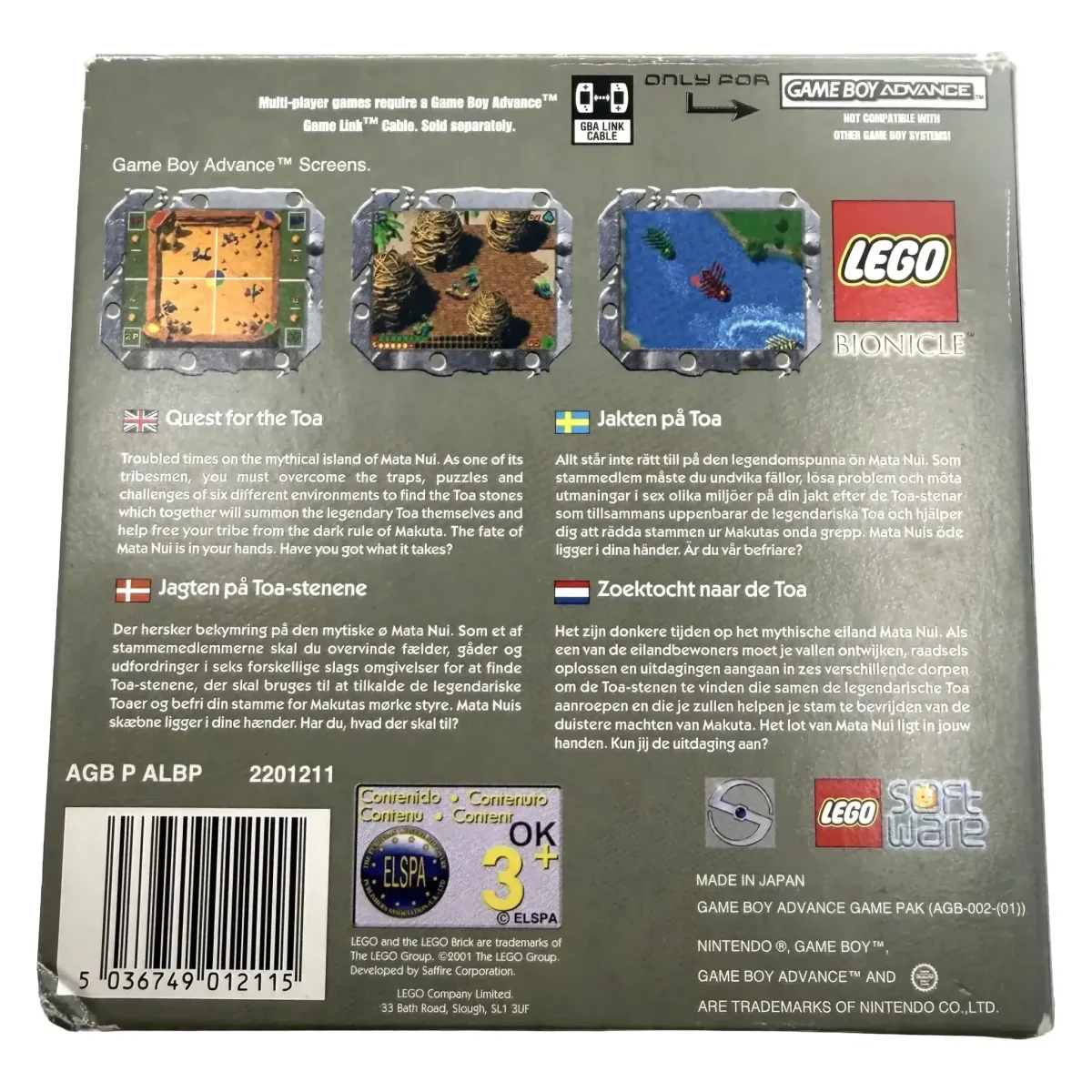 LEGO Bionicle (Game Boy Advance) — hátoldal
