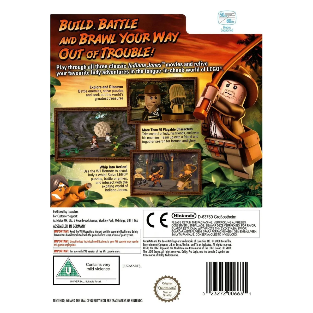 LEGO Indiana Jones: The Original Adventures (Wii) — zadní strana