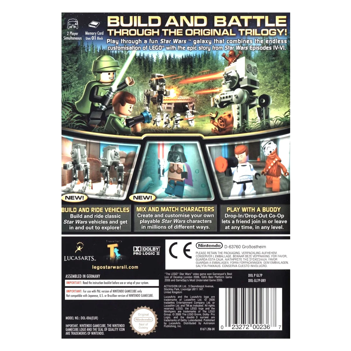 LEGO Star Wars II: The Original Trilogy GameCube Achterkant — Game in doos