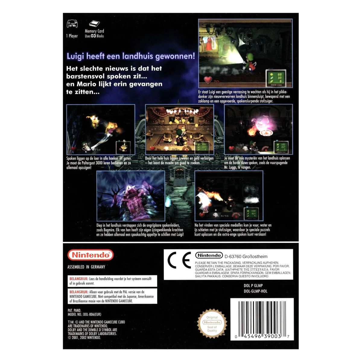 Luigi's Mansion GameCube Achterkant — Game in doos