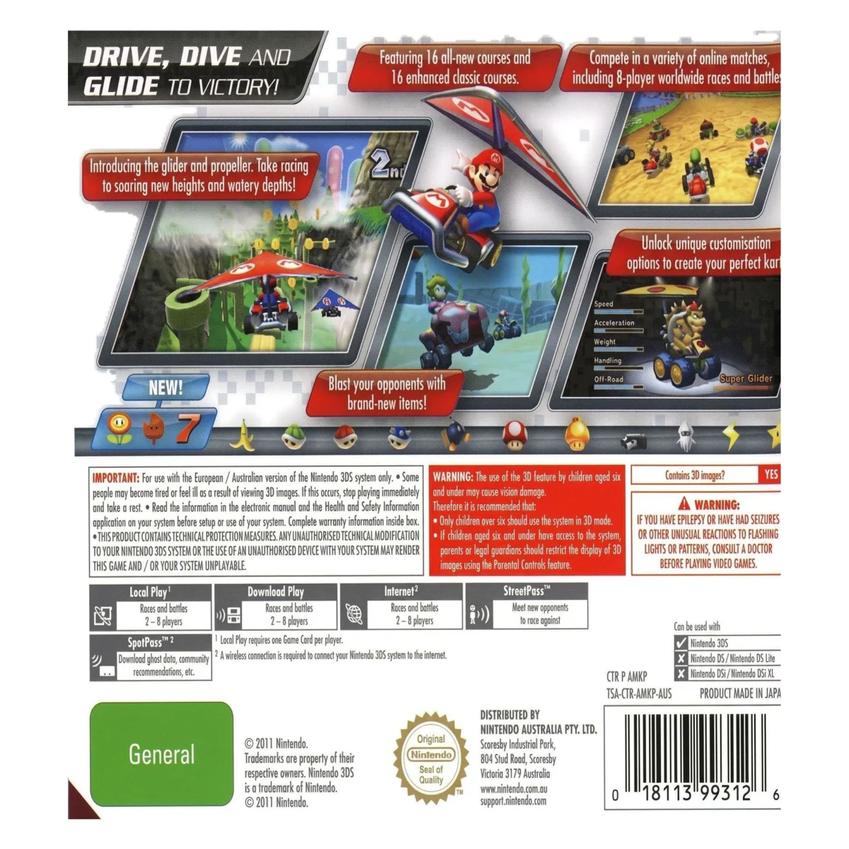 Mario Kart 7 (Nintendo 3DS) — back of the box