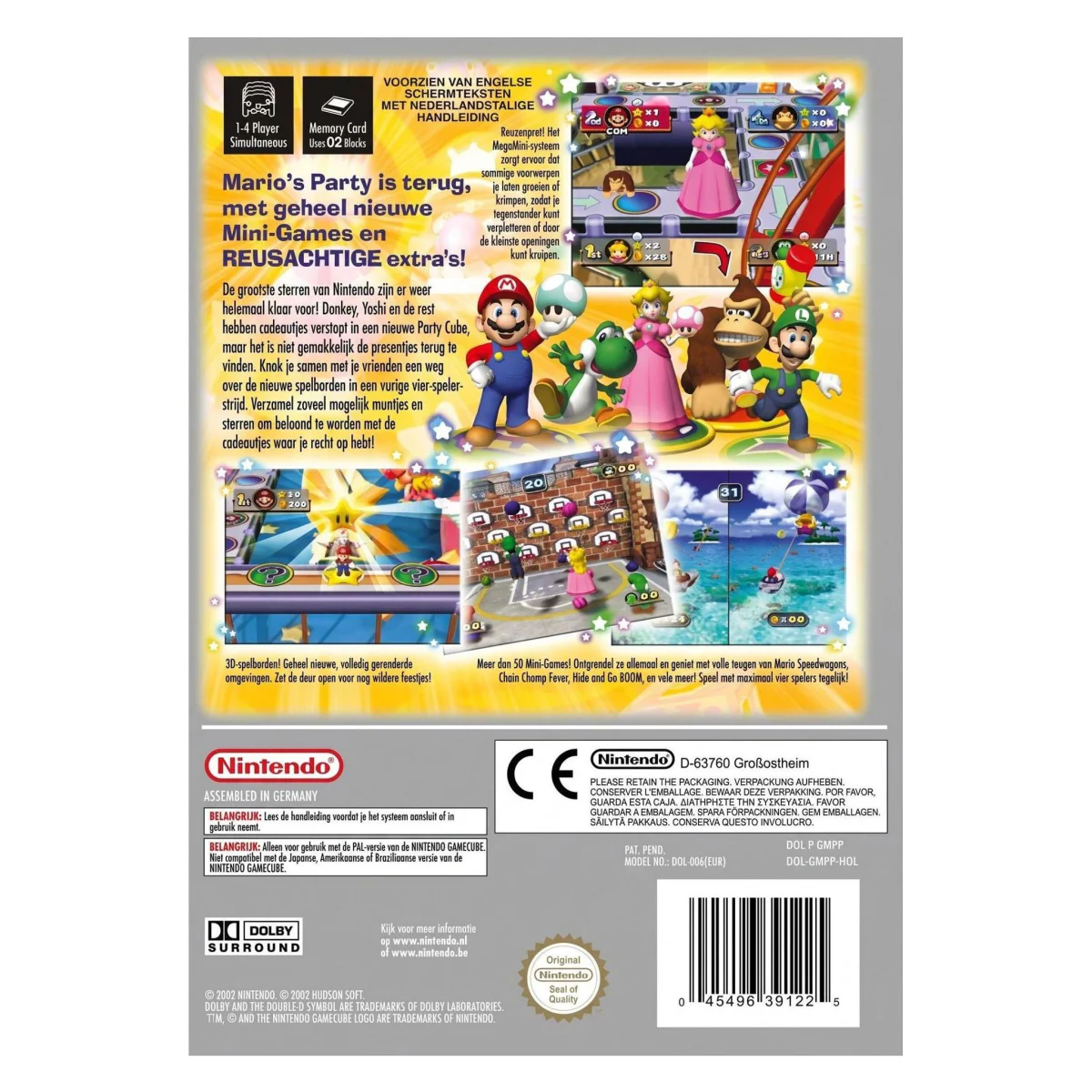 Mario Party 4 (Player's Choice) GameCube Achterkant — Game in doos