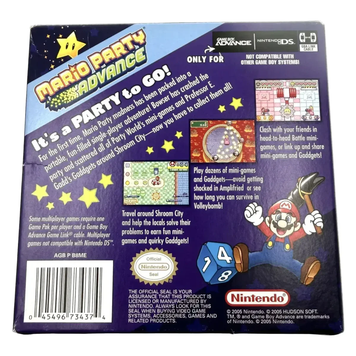 Mario Party Advance (Game Boy Advance) — Rückseite