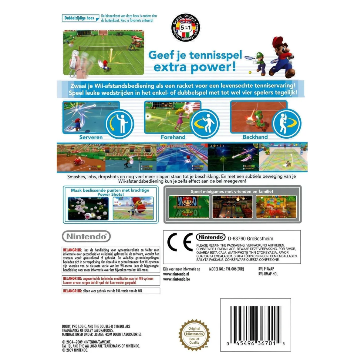 Mario Power Tennis (Wii) — back of the box