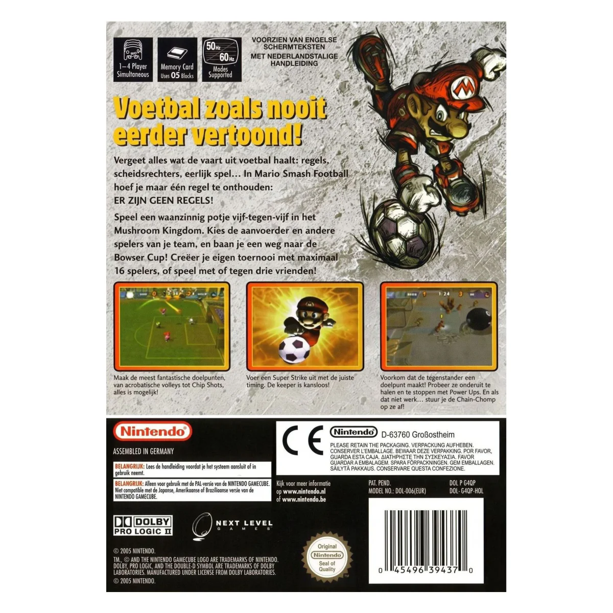 Mario Smash Football (GameCube) — tagakülg