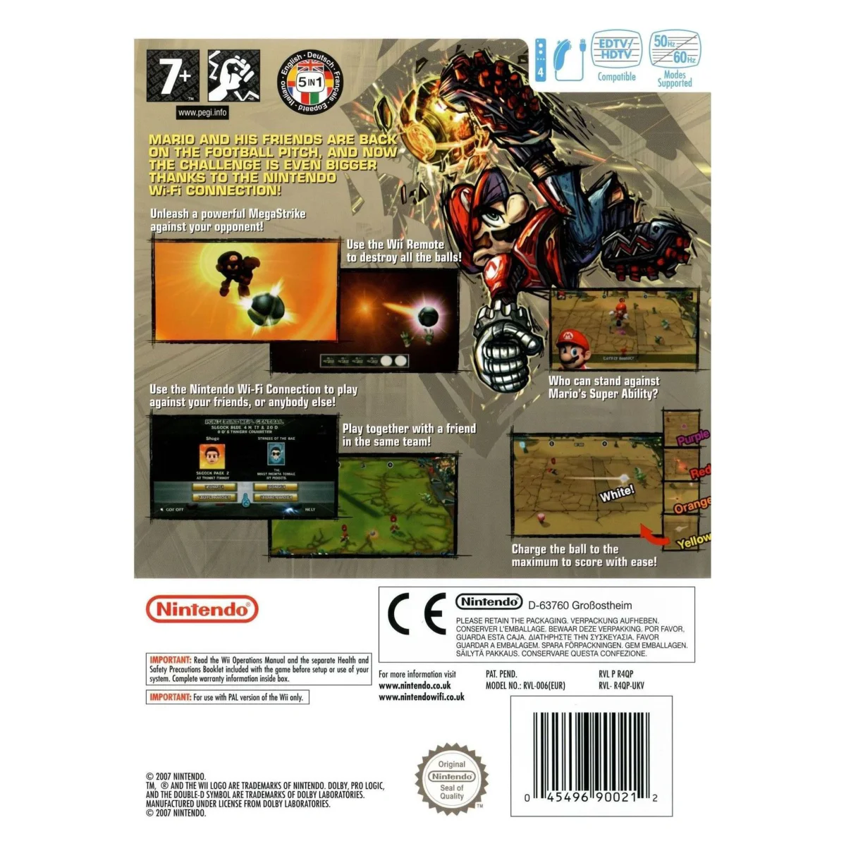Mario Strikers Charged Football Wii Achterkant — Game in doos