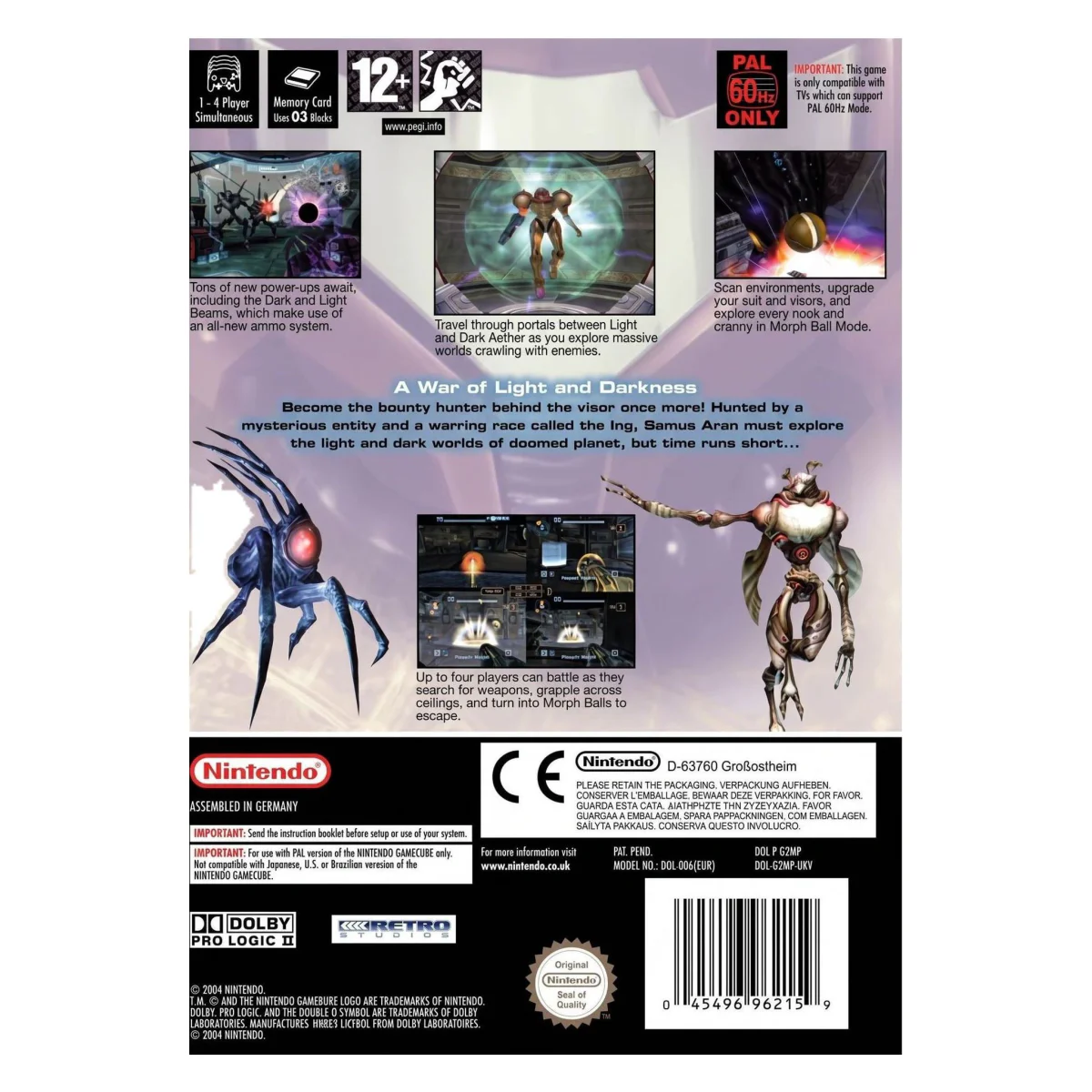 Metroid Prime 2: Echoes GameCube Achterkant — Game in doos