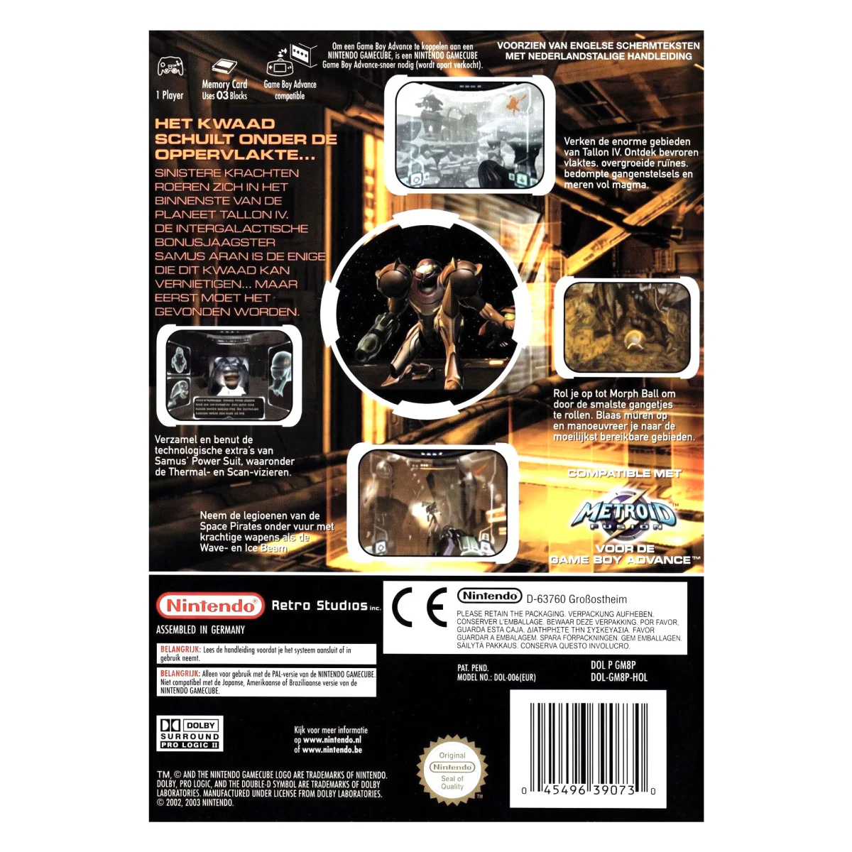Metroid Prime GameCube Achterkant — Game in doos