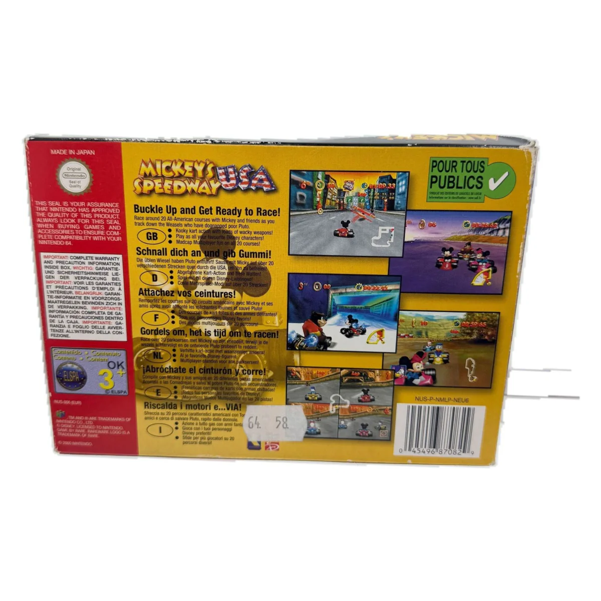 Mickey's Speedway USA (Nintendo 64) — zadní strana