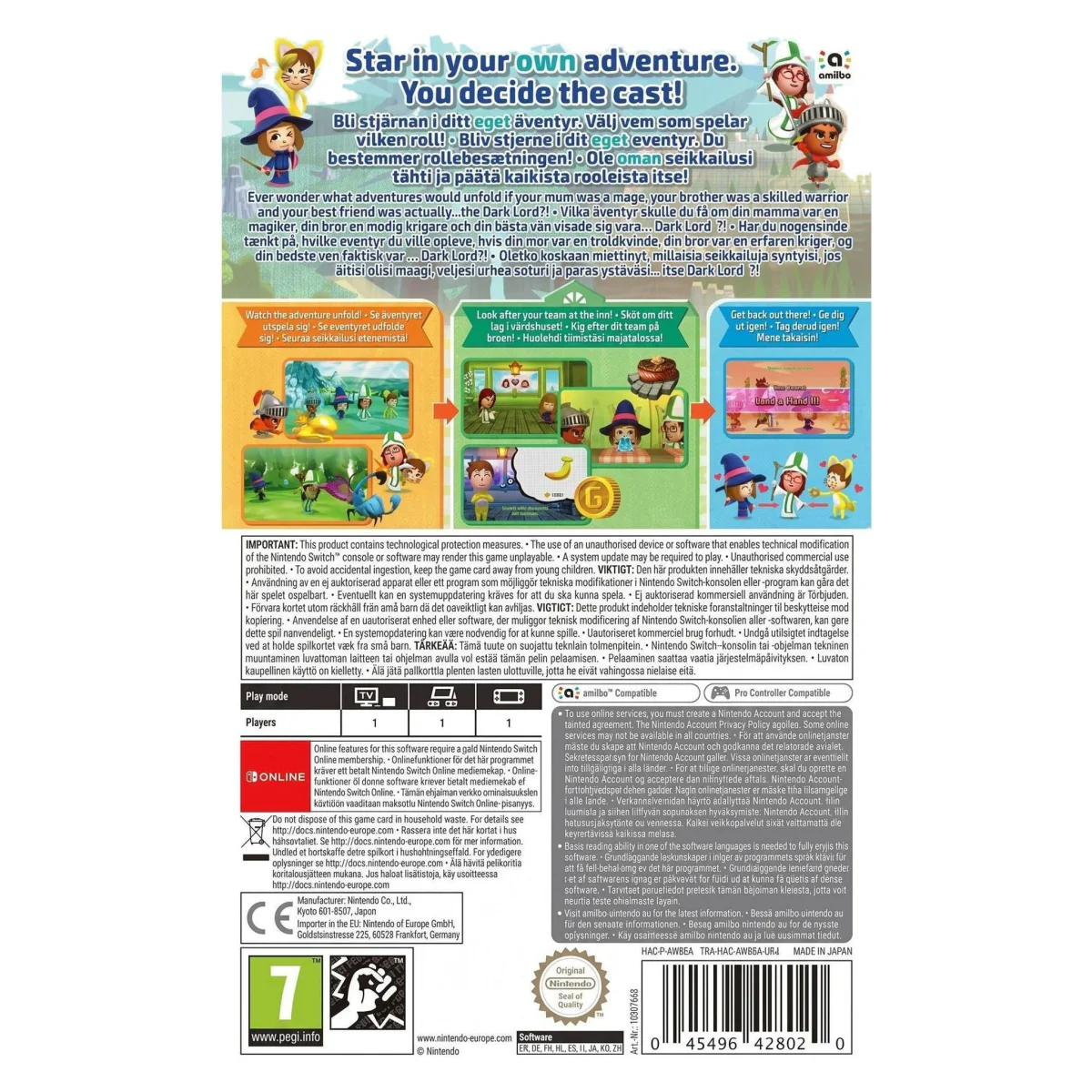 Miitopia Nintendo Switch Achterkant — Game in doos