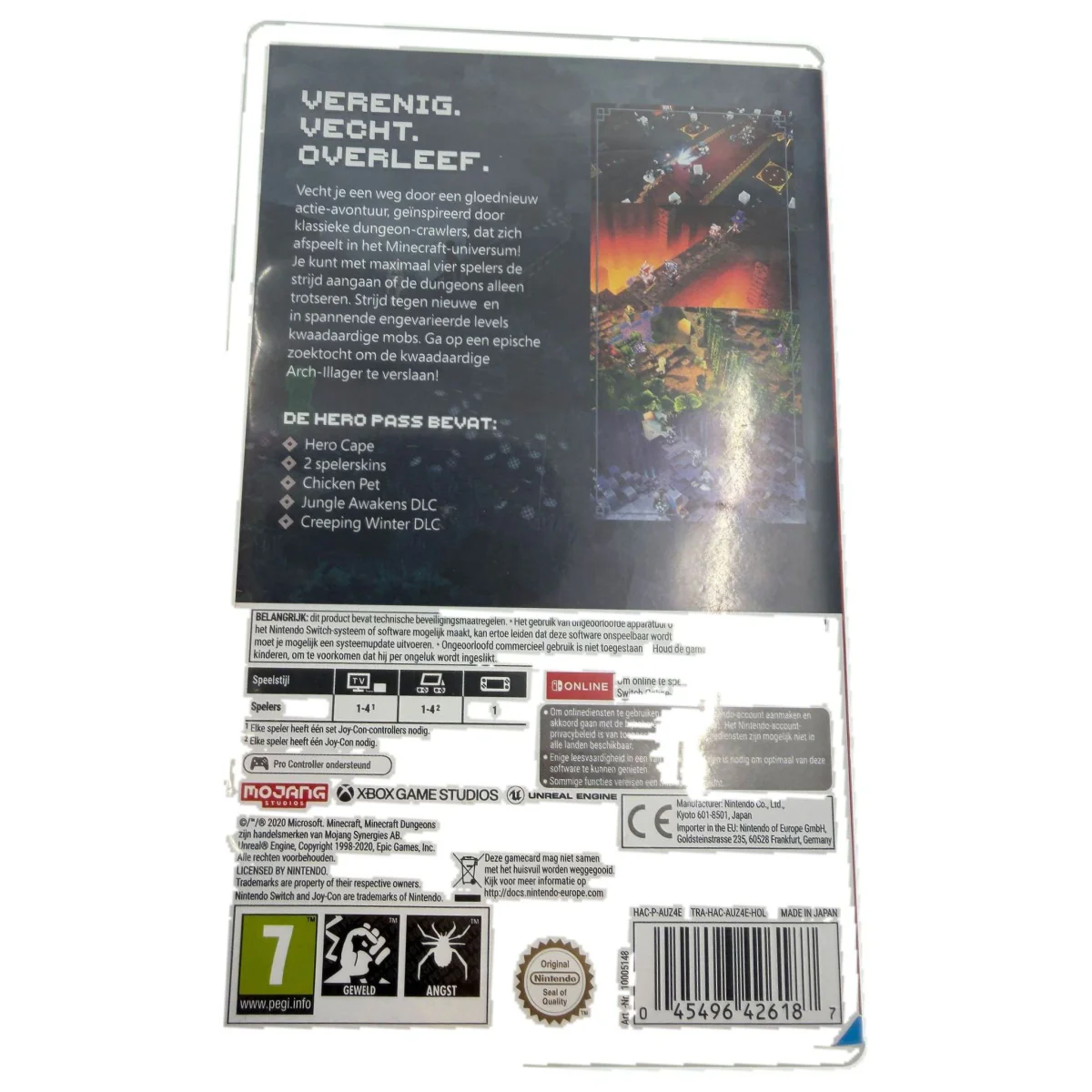 Minecraft Dungeons: Hero Edition (Nintendo Switch) — back of the box