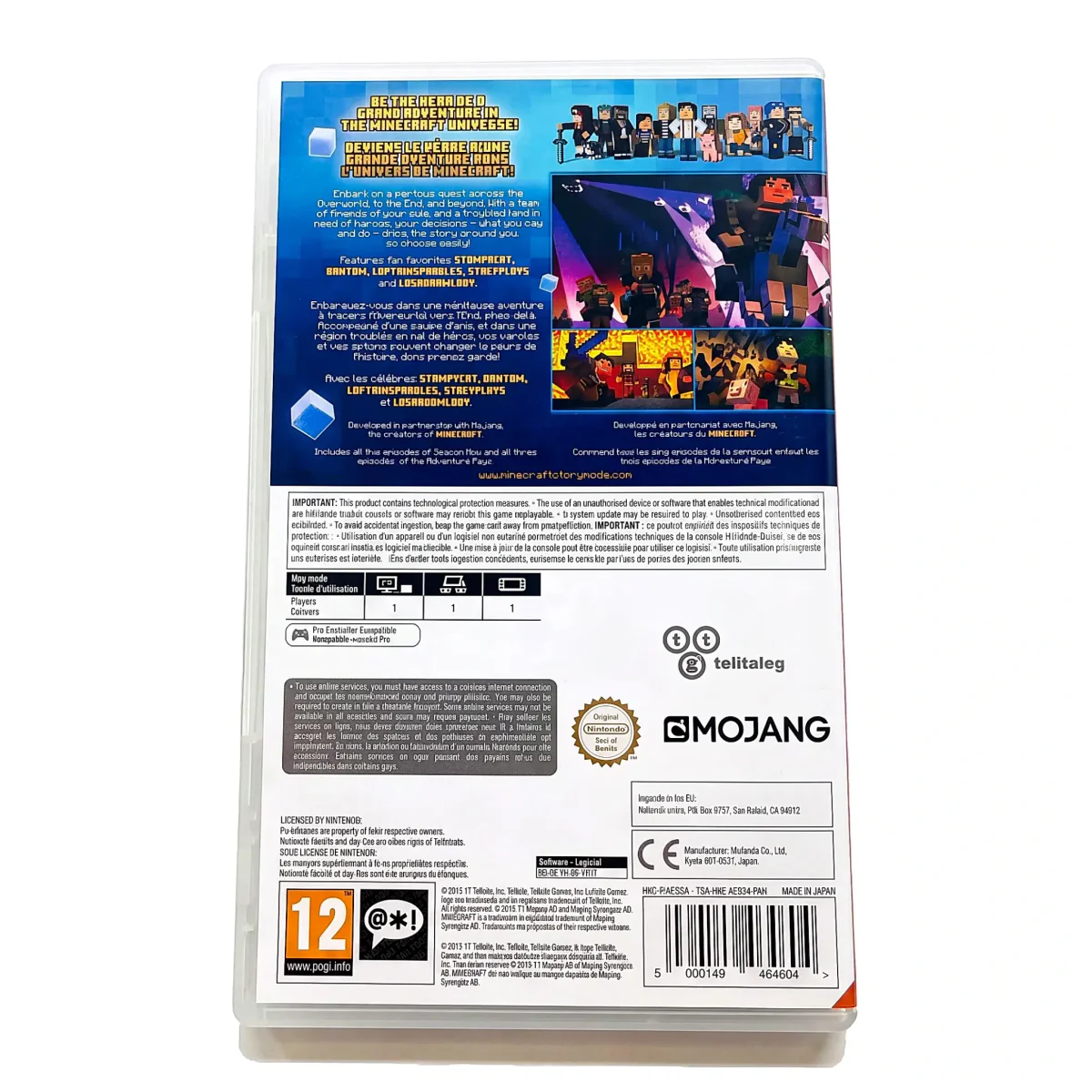Minecraft: Story Mode - The Complete Adventure (Nintendo Switch) — zadní strana
