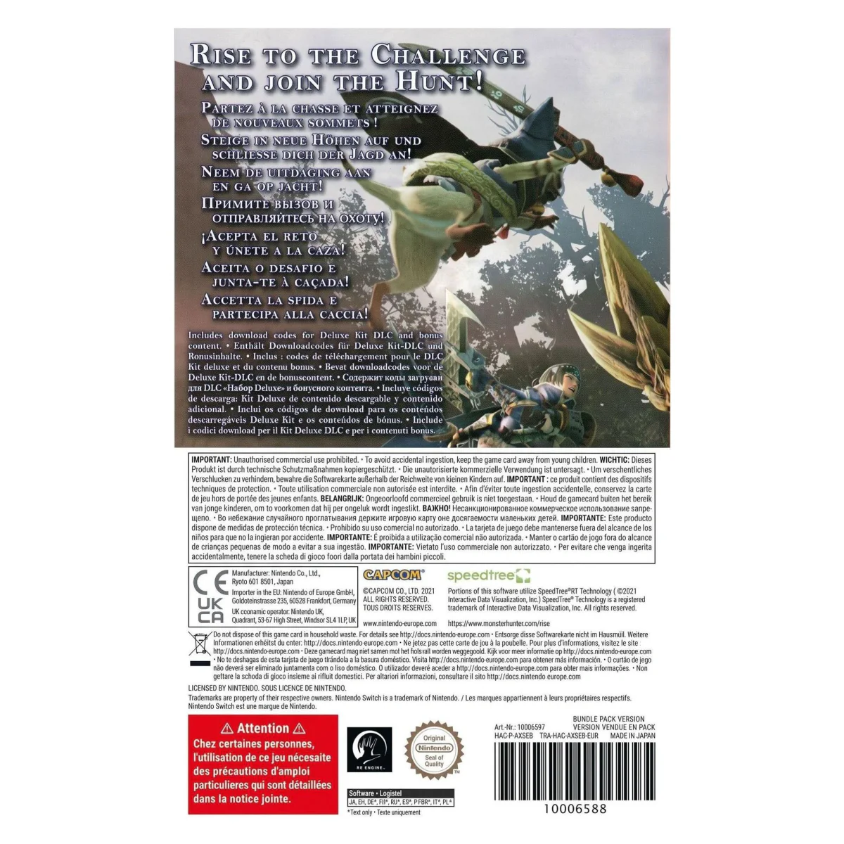 Monster Hunter Rise Nintendo Switch Achterkant — Game in doos