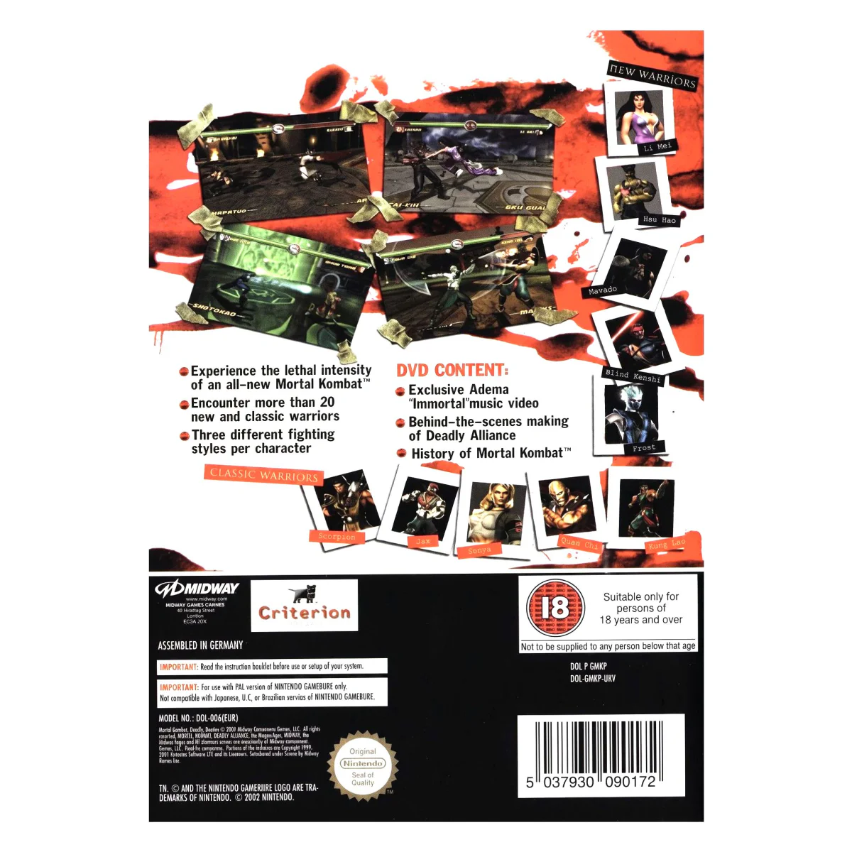 Mortal Kombat: Deadly Alliance (GameCube) — Rückseite