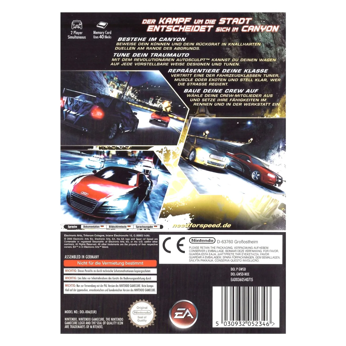 Need for Speed: Carbon (GameCube) — back of the box