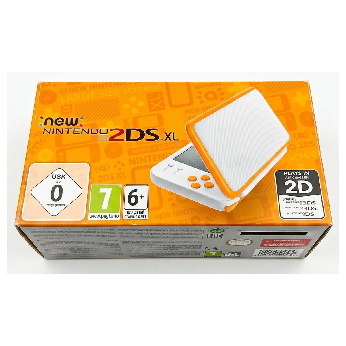 New Nintendo 2DS XL Wit + Oranje (Console met doos) Nintendo 2DS XL Voorkant — Console in doos