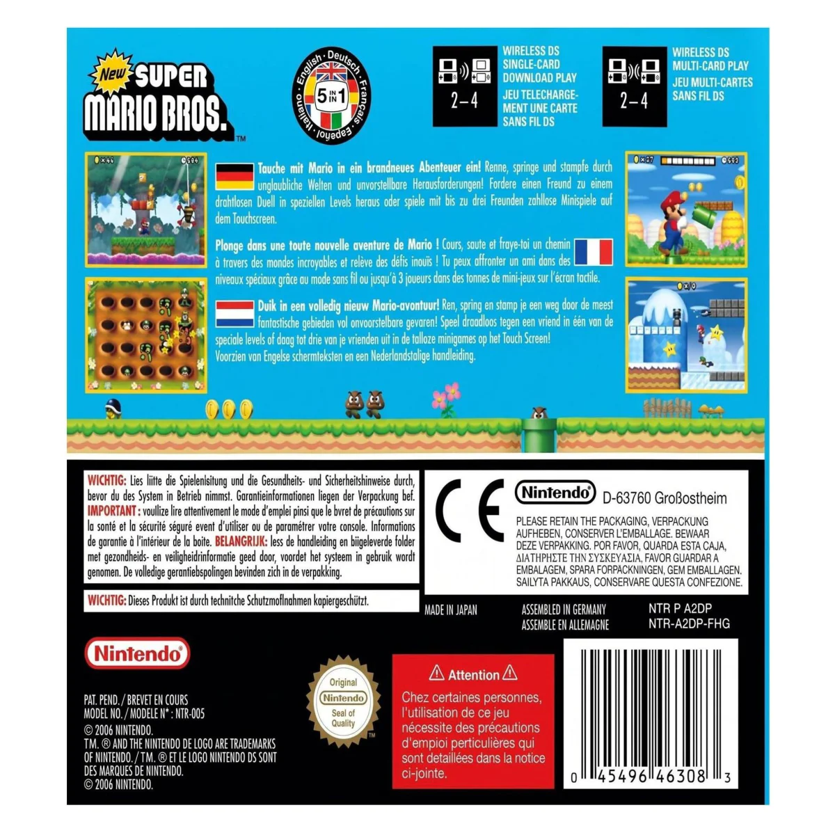 New Super Mario Bros. Nintendo DS Achterkant — Game in doos