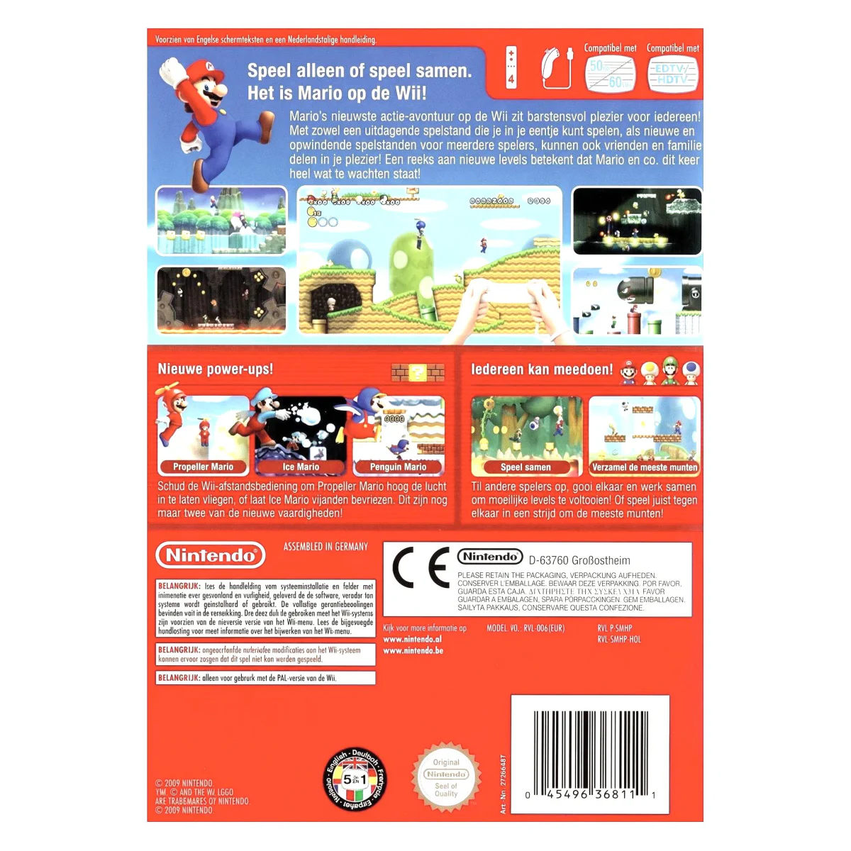 New Super Mario Bros. Wii (Nintendo Selects) (Wii) — back of the box